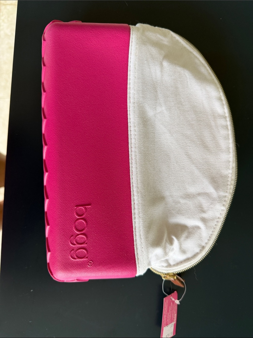 BOGG BAG Pink and White Two-Tone Cosmetic Case